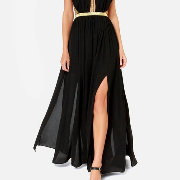 Lulu's black and gold maxi dress - Picture 3 of 7
